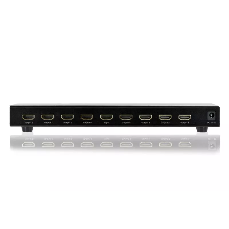 DIGITUS HDMI Splitter, 8 Port 1080p, 3D, HDMI High Speed, 2.25 GHz/225 MHz, Metal housing, black