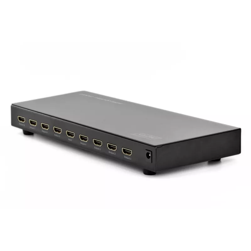 DIGITUS HDMI Splitter, 8 Port 1080p, 3D, HDMI High Speed, 2.25 GHz/225 MHz, Metal housing, black
