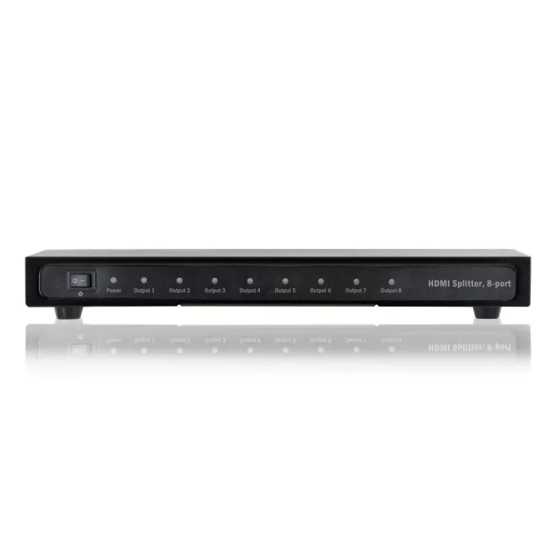 DIGITUS HDMI Splitter, 8 Port 1080p, 3D, HDMI High Speed, 2.25 GHz/225 MHz, Metal housing, black