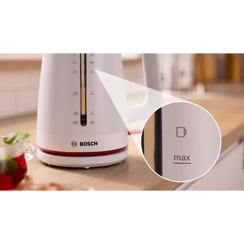 Electric kettle Bosch TWK3M121 — 1.7 L, 2400 W, white, plastic housing