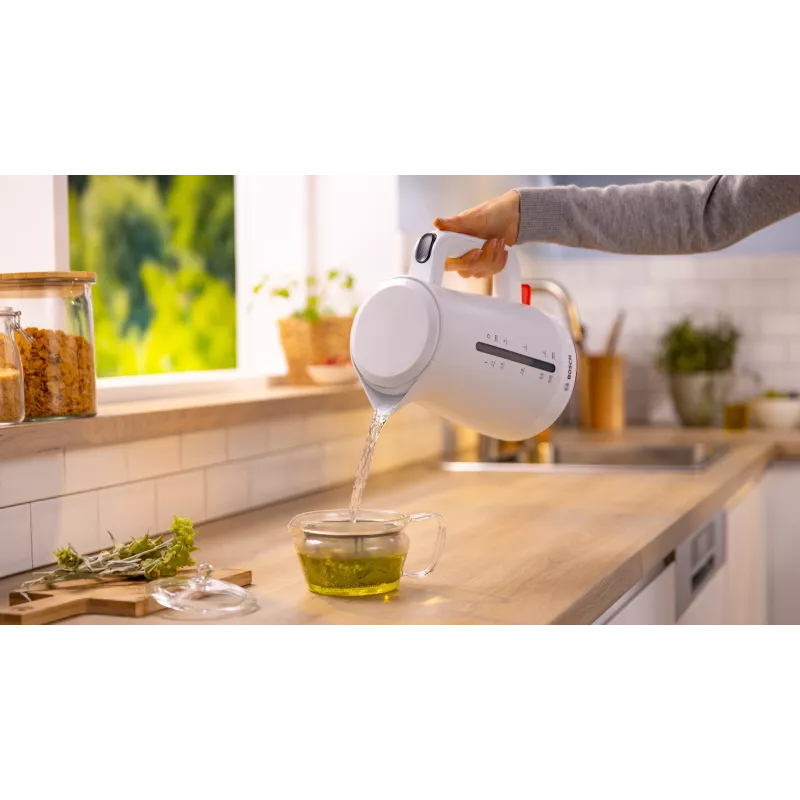 Electric kettle Bosch TWK3M121 — 1.7 L, 2400 W, white, plastic housing