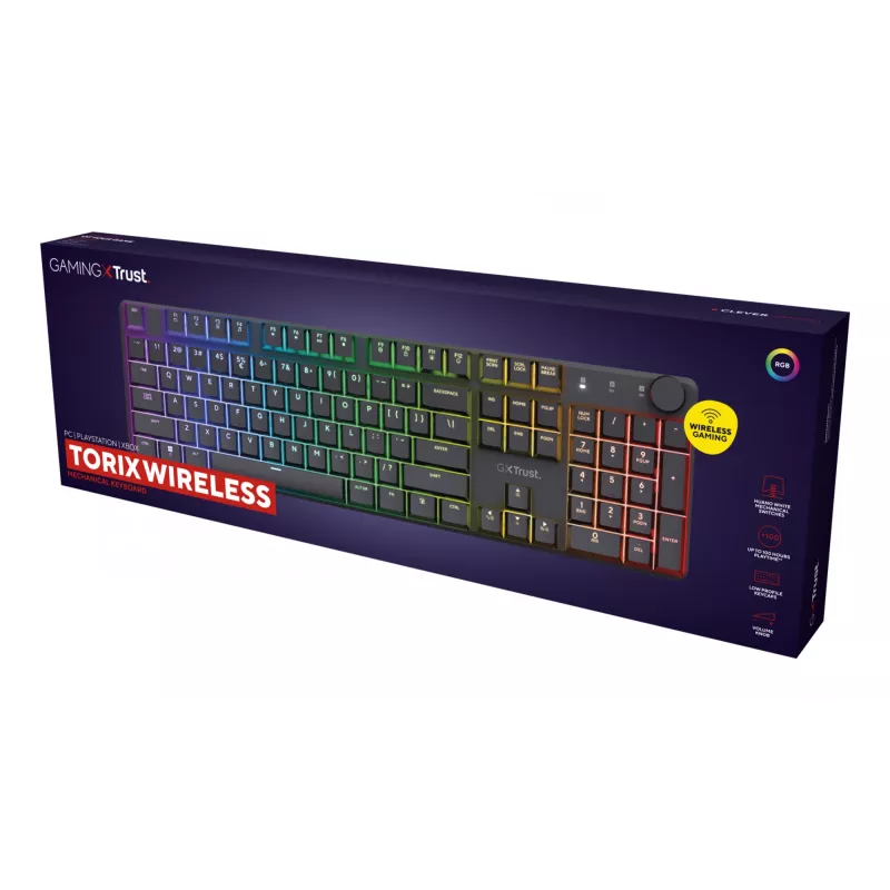 Trust GXT 868 Torix keyboard Gaming USB + RF Wireless + Bluetooth QWERTY US English Black