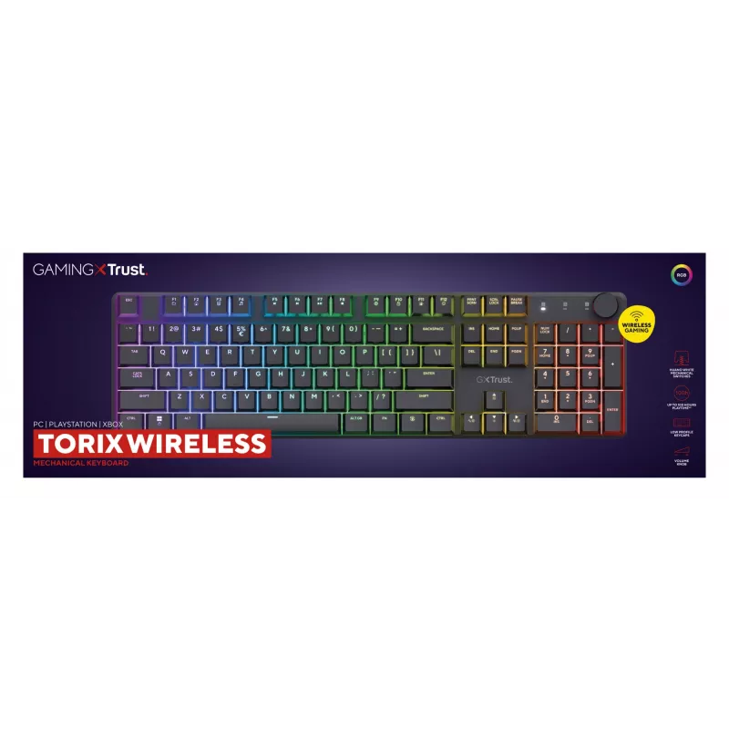 Trust GXT 868 Torix keyboard Gaming USB + RF Wireless + Bluetooth QWERTY US English Black