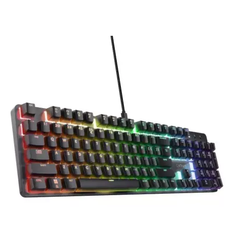 Wired Gaming Mechanical Keyboard TRUST GXT 871 Zora — Full-size QWERTY US, RGB, N-key rollover, 104 keys, Aluminium, USB-A, 1.8 m