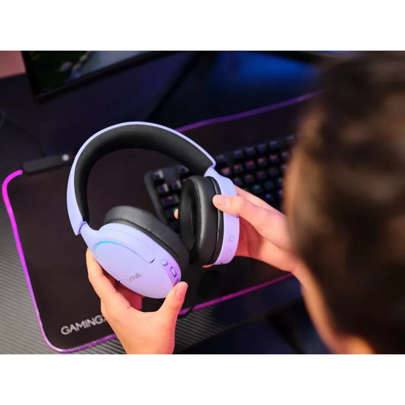 Trust GXT 491P FAYZO Headset Wired & Wireless Head-band Gaming USB Type-A Bluetooth Black, Purple