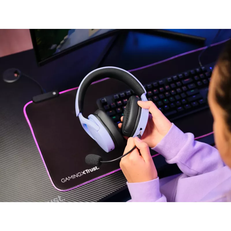 Trust GXT 491P FAYZO Headset Wired & Wireless Head-band Gaming USB Type-A Bluetooth Black, Purple