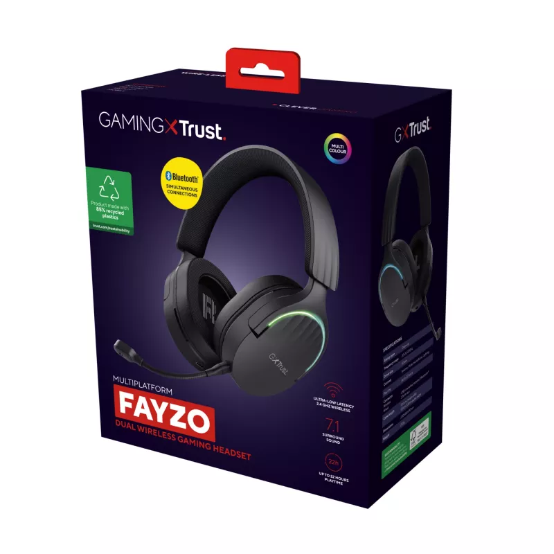 Trust GXT 491 Fayzo Headset Wired & Wireless Head-band Gaming USB Type-C Bluetooth Black