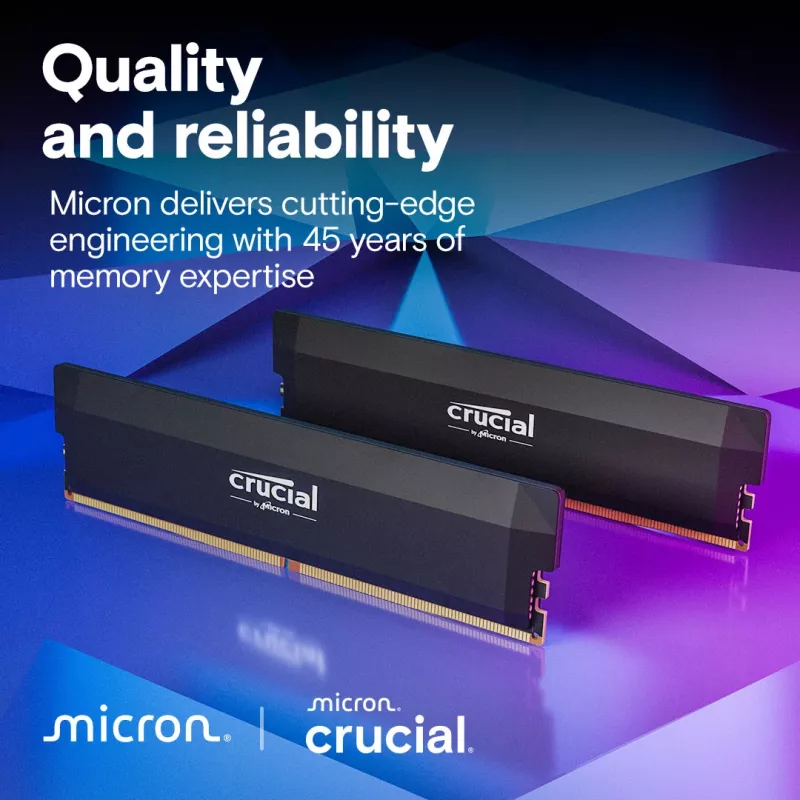 MICRON / CRUCIAL Memory - Crucial Pro - DDR5-6000 UDIMM - OC Gaming - 64GB Kit (32GBx2) - Black