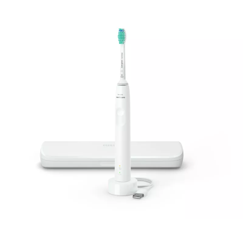 Sonic toothbrush Philips 3100 series HX3673/13 — sonic, 31,000 movements/min, 1 mode, white, rechargeable with Li‑Ion battery