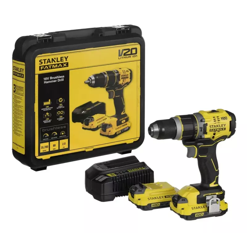 Stanley FATMAX SFMCD721D2K Cordless Drill 18V, 2x 2.0Ah Batteries, with Case