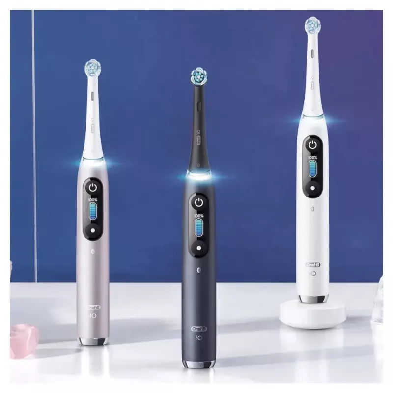 Electric toothbrush Oral-B iO 9 adult rotating, 2 handles, 2 brush heads, built-in battery, 3 h charge, Black/Rose