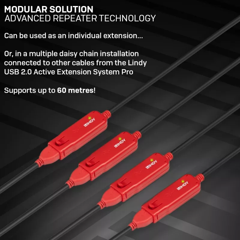 USB Extension Cable Lindy 12m Active Extension Pro