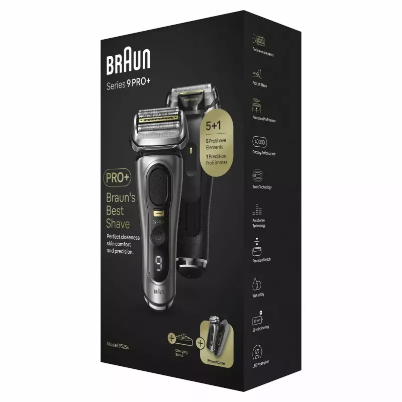 Braun Series 9 Pro+ 9525s Wet & Dry Foil shaver Trimmer Metallic