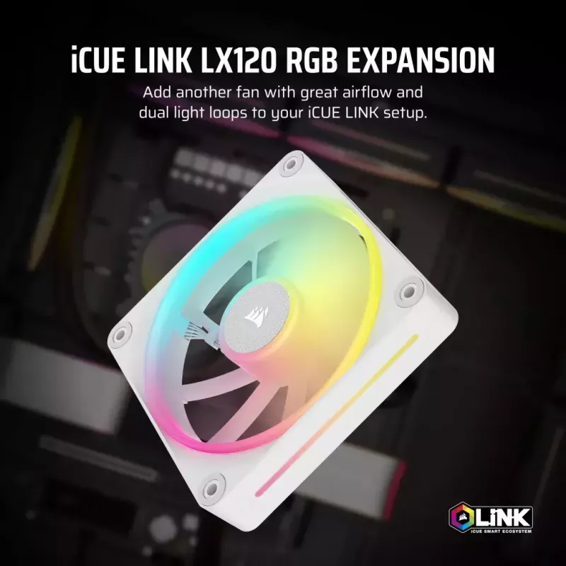 Fan Corsair iCUE LINK LX120 RGB 12 cm White 400-2400 RPM