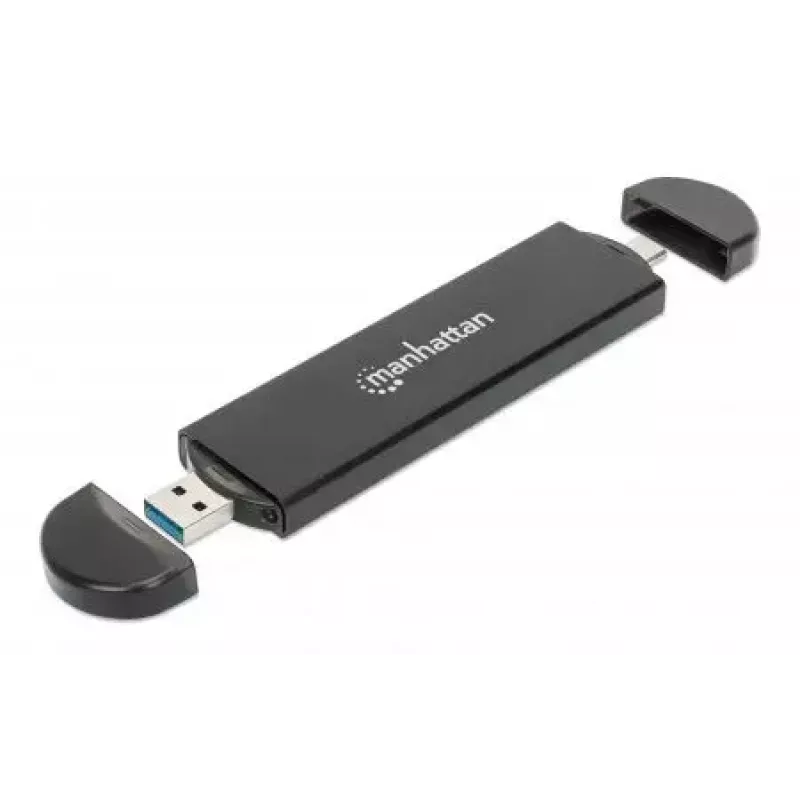 SSD enclosure Manhattan M.2 NVMe SATA USB-C USB-A 10 Gbps Black