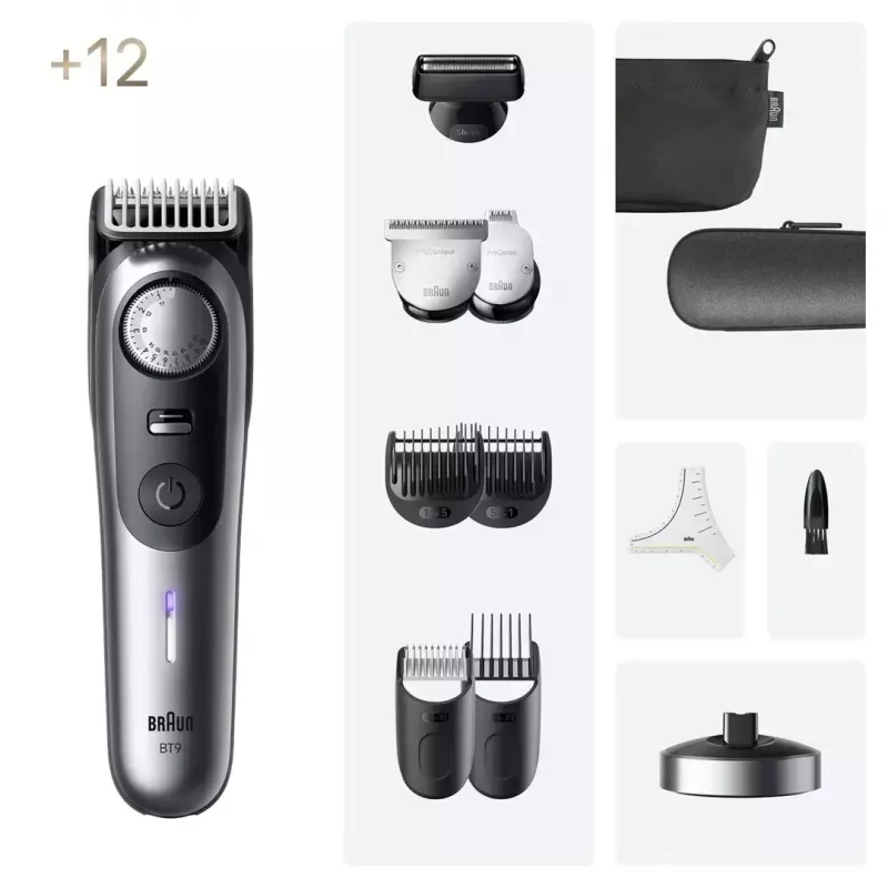 Braun BeardTrimmer 9 BT9560 Battery 52 2 cm Wet & Dry Black, Grey
