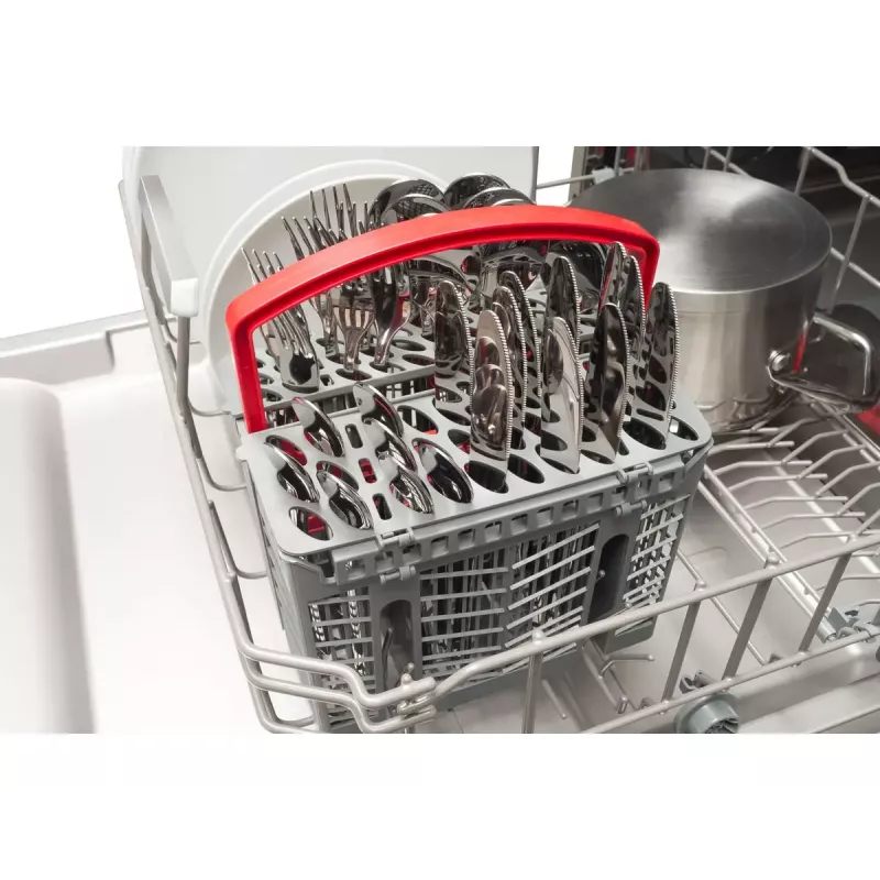 Semi built-in dishwasher AMICA DIM62E7qH — 14 place settings, 60 cm, LED touch display, 7 programs, White