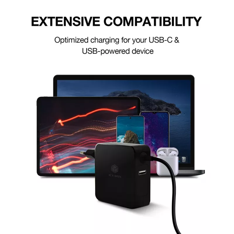 ICY BOX IB-PS101-PD Laptop, Smartphone, Tablet Black AC Indoor