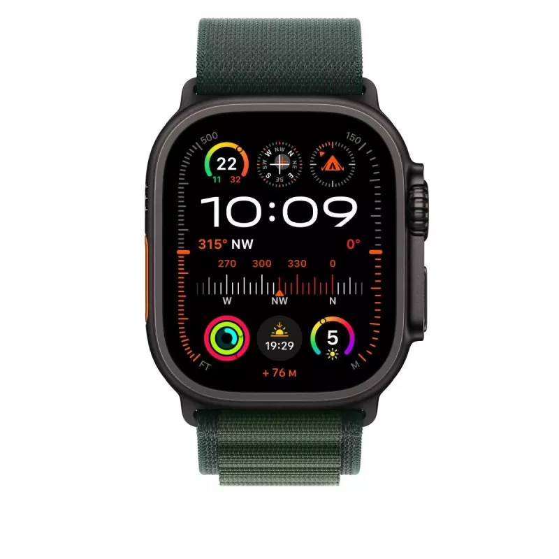 Band Apple 49mm Dark Green Alpine Loop Small Black Titanium Finish