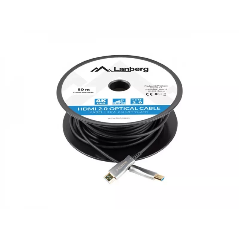 LANBERG HDMI Cable - M/m v2.0 Cable Optical 50m Black Aoc