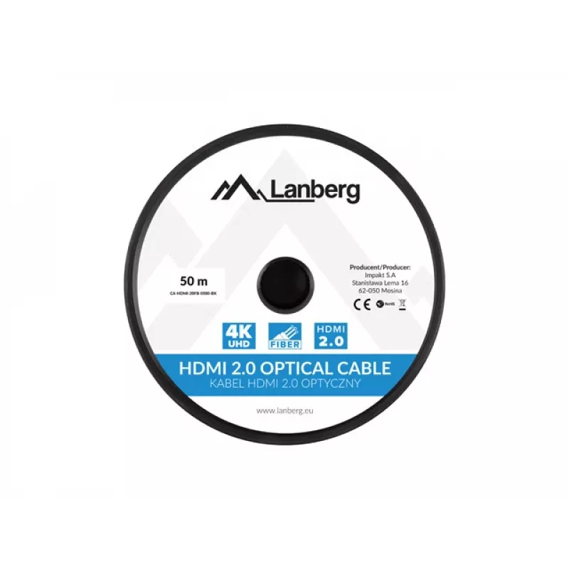 LANBERG HDMI Cable - M/m v2.0 Cable Optical 50m Black Aoc