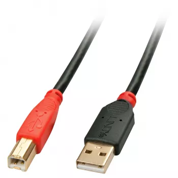 Lindy 15m USB 2.0 Type A to B Active Cable, 15 m, USB A, USB B, USB 2.0, Male/Male, Black, Red