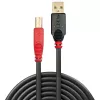 Lindy 15m USB 2.0 Type A to B Active Cable, 15 m, USB A, USB B, USB 2.0, Male/Male, Black, Red