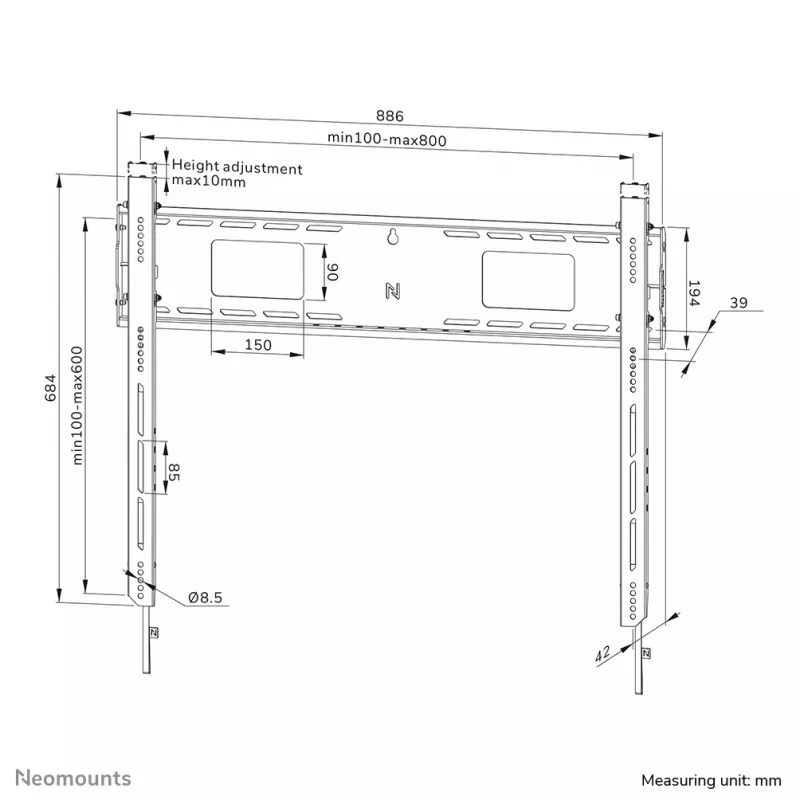 Neomounts WL30-750BL18 Heavy duty wall mount 55-98 inch - fixed - lockable - fast installation - TÜV