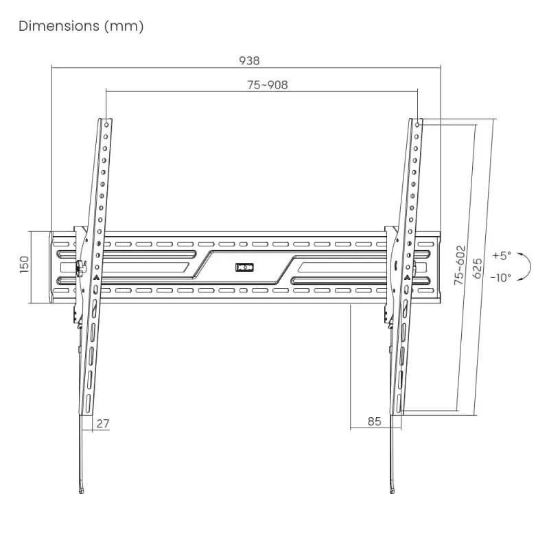 GEMBIRD TV Wall Mount (Tilt), 43in-100in