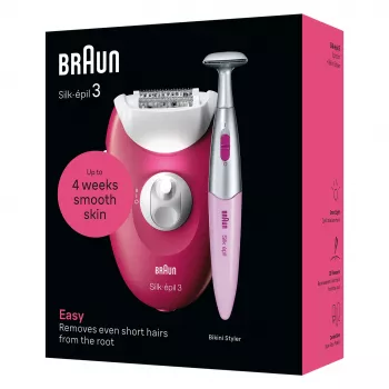 Epilator Braun Silk-épil 3 SE3-202, 20 tweezers, AC powered, Berry