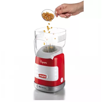 Ariete 2956, Pop Corn Party Time, Pop Corn Machine, Bursts 60gr of Corn for Pop Corn in 2 minutes with Hot Air, Fat Free, 1000 Watt, Red
