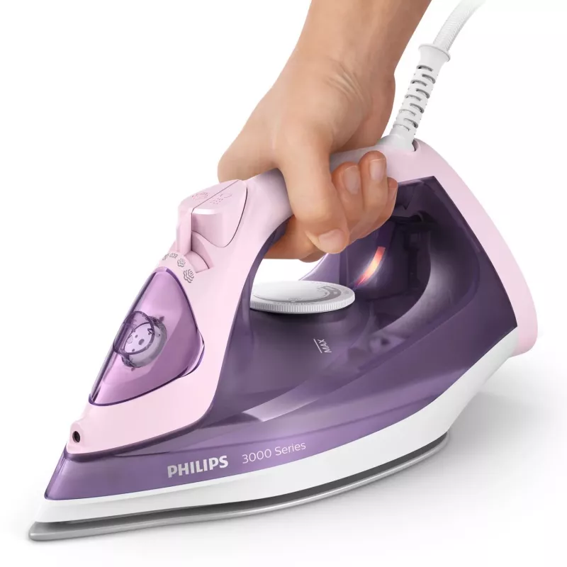 Philips 3000 series DST3020/30 iron Steam iron Ceramic soleplate 2200 W Pink, Purple