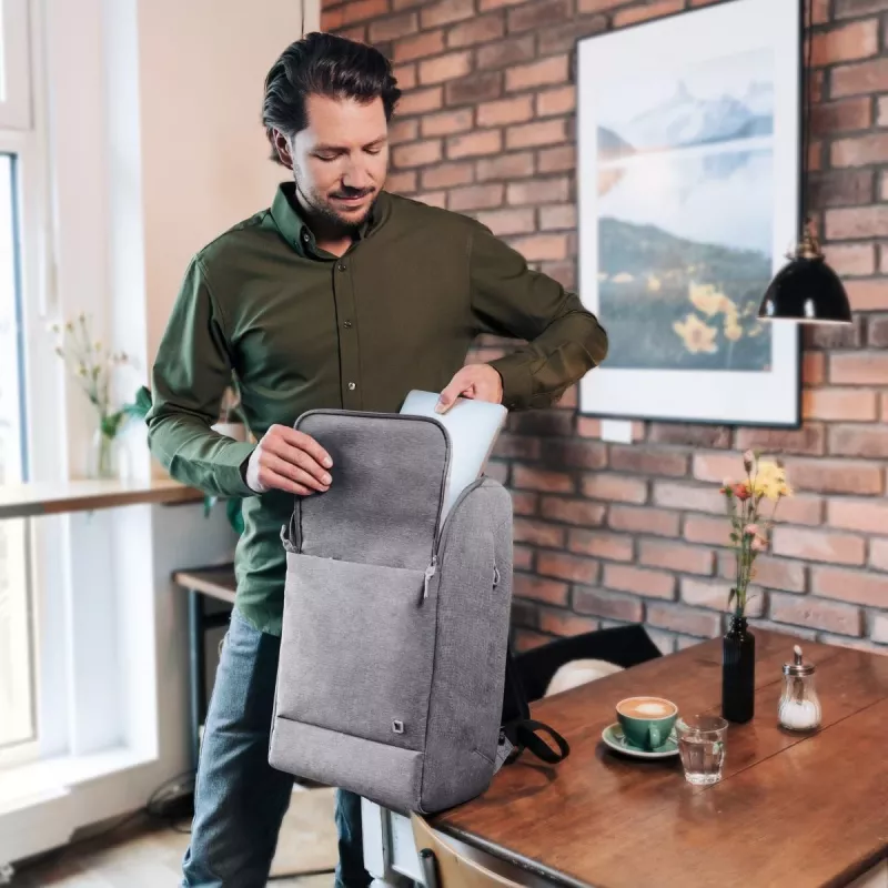 DICOTA Backpack Eco Motion - 13-15.6in Notebook Backpack - Light Grey / 600d Rpe Polyester