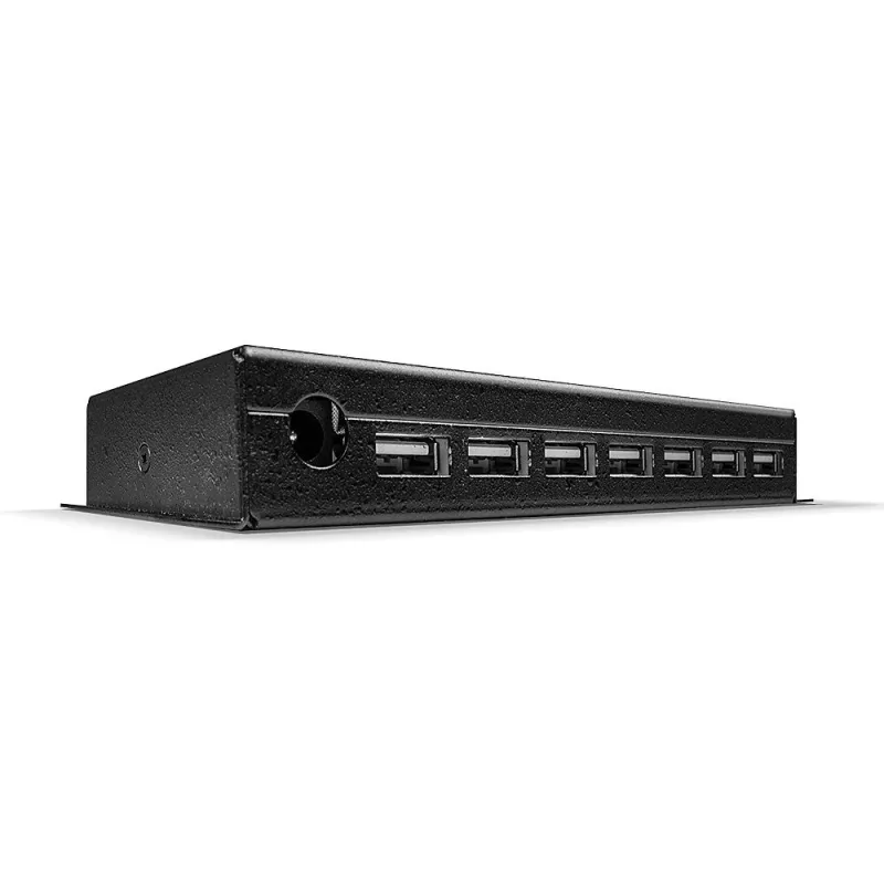 Lindy 7 Port USB 2.0 Metal Hub, USB 2.0 Type-B, USB 2.0, 480 Mbit/s, Black, Metal, 1.8 m