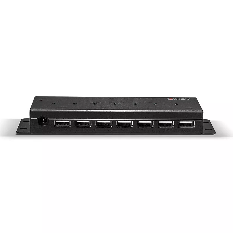 Lindy 7 Port USB 2.0 Metal Hub, USB 2.0 Type-B, USB 2.0, 480 Mbit/s, Black, Metal, 1.8 m