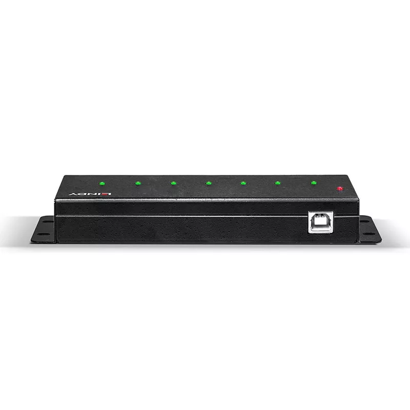 Lindy 7 Port USB 2.0 Metal Hub, USB 2.0 Type-B, USB 2.0, 480 Mbit/s, Black, Metal, 1.8 m