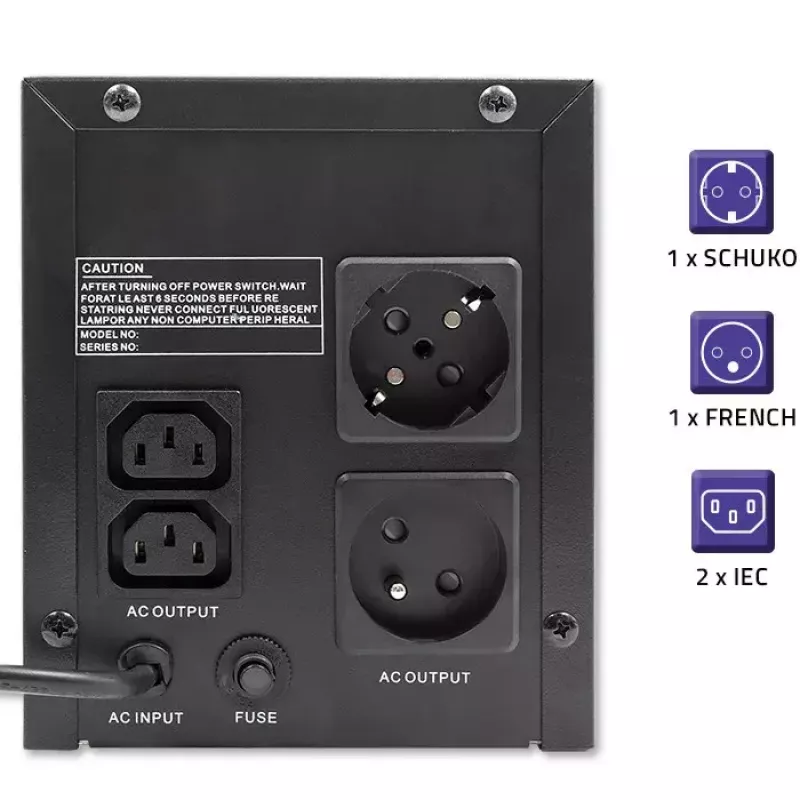 Qoltec UPS 53776 Line-Interactive 1.5 kVA 900 W 4 AC outlets