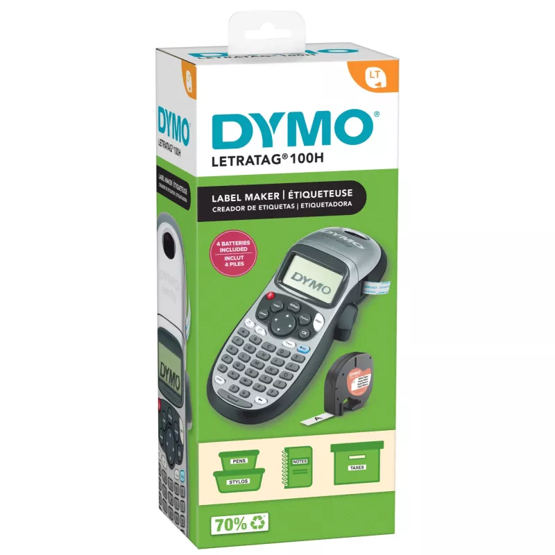 DYMO LetraTag LT-100H Handheld Label Maker | ABC Keyboard Label Printer with Easy-to-Use13 Character LCD Screen | for Home or Office | Silver