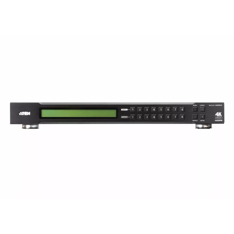 ATEN 8X8 True 4K HDMI Martrix Switch, AV matrix switcher, 18 Gbit/s, 600 MHz, 4096 x 2160 pixels, 4096 x 2160, 3840 x 2160, 1920 x 1200, Black