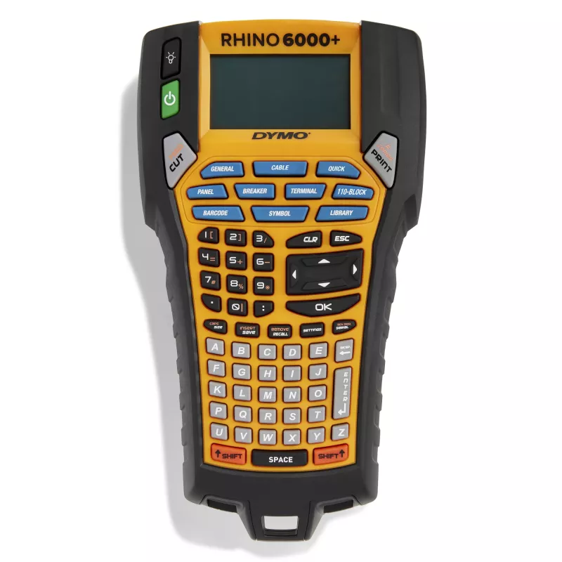 DYMO Rhino 6000+ Industrial Label Maker | Computer Connected Label Maker with Hard Carry Case | Includes 1 Vinyl Tape Cassette1 Flexible Nylon Tape Cassette and Rechargeable Lithium Ion Battery
