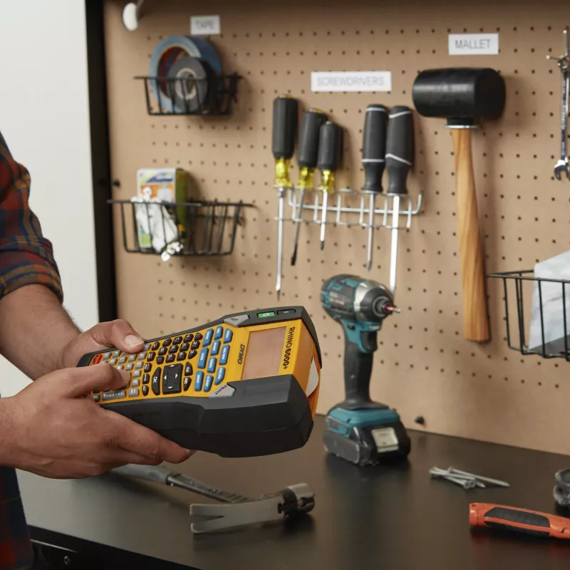 DYMO Rhino 6000+ Industrial Label Maker | Computer Connected Label Maker with Hard Carry Case | Includes 1 Vinyl Tape Cassette1 Flexible Nylon Tape Cassette and Rechargeable Lithium Ion Battery