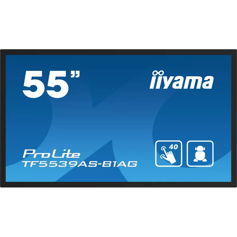 iiyama TF5539AS-B1AG Signage Display Kiosk design 138.7 cm (54.6 inch) LED 435 cd/m² 4K Ultra HD Black Touchscreen Built-in processor Android 11 24/7
