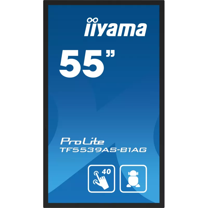 iiyama TF5539AS-B1AG Signage Display Kiosk design 138.7 cm (54.6 inch) LED 435 cd/m² 4K Ultra HD Black Touchscreen Built-in processor Android 11 24/7