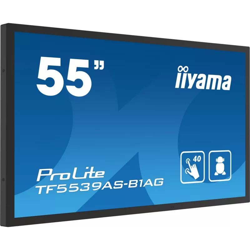 iiyama TF5539AS-B1AG Signage Display Kiosk design 138.7 cm (54.6 inch) LED 435 cd/m² 4K Ultra HD Black Touchscreen Built-in processor Android 11 24/7