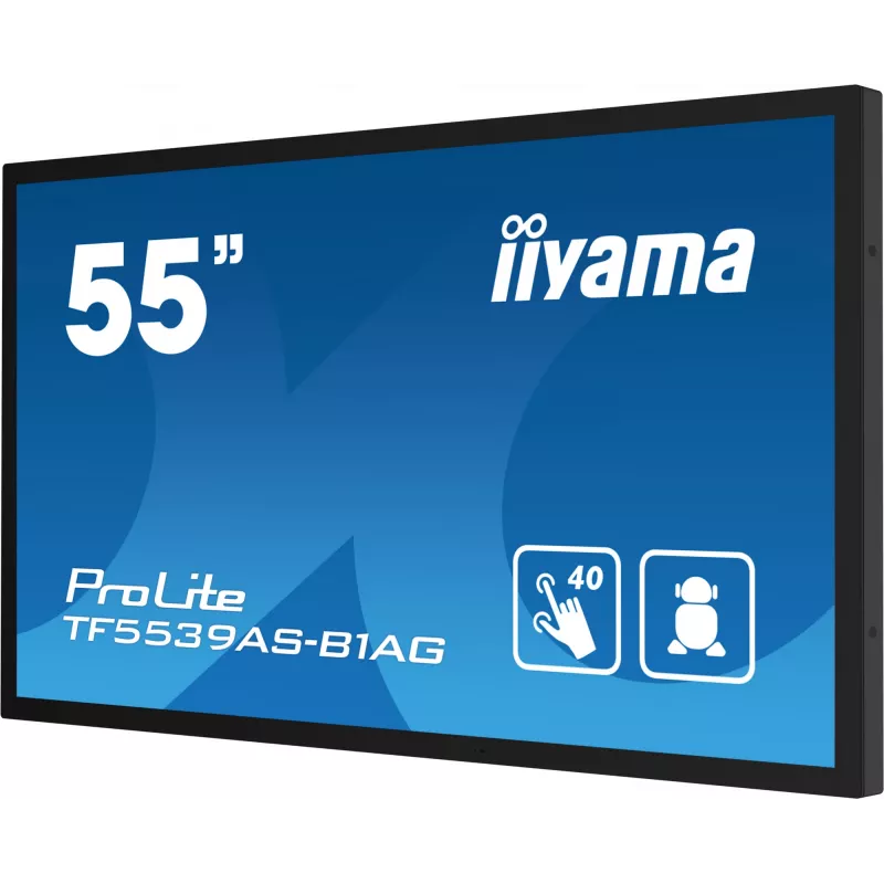 iiyama TF5539AS-B1AG Signage Display Kiosk design 138.7 cm (54.6 inch) LED 435 cd/m² 4K Ultra HD Black Touchscreen Built-in processor Android 11 24/7