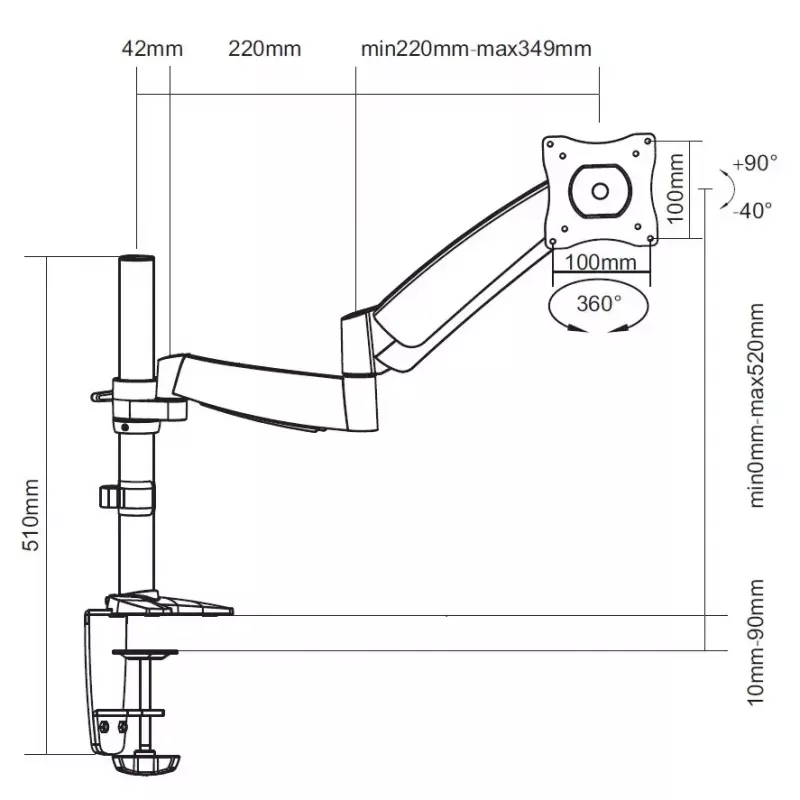 Equip 13 inch-27 inch Articulating Monitor Desk Mount Bracket