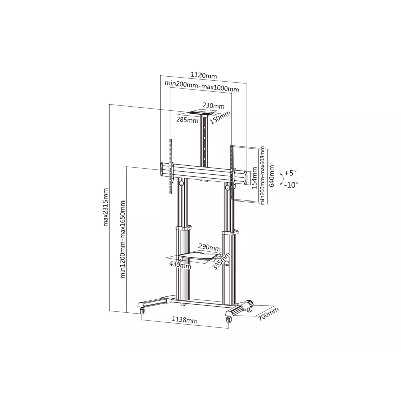 Equip 650605 60-100 inch Ultra-large Telescopic Display LFD Trolley