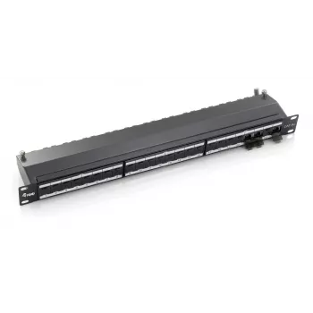 Equip 24-Port Cat.6A Shielded Patch Panel, Black, RJ-45, Gold, Cat6a, Rack mounting, 1U, Black