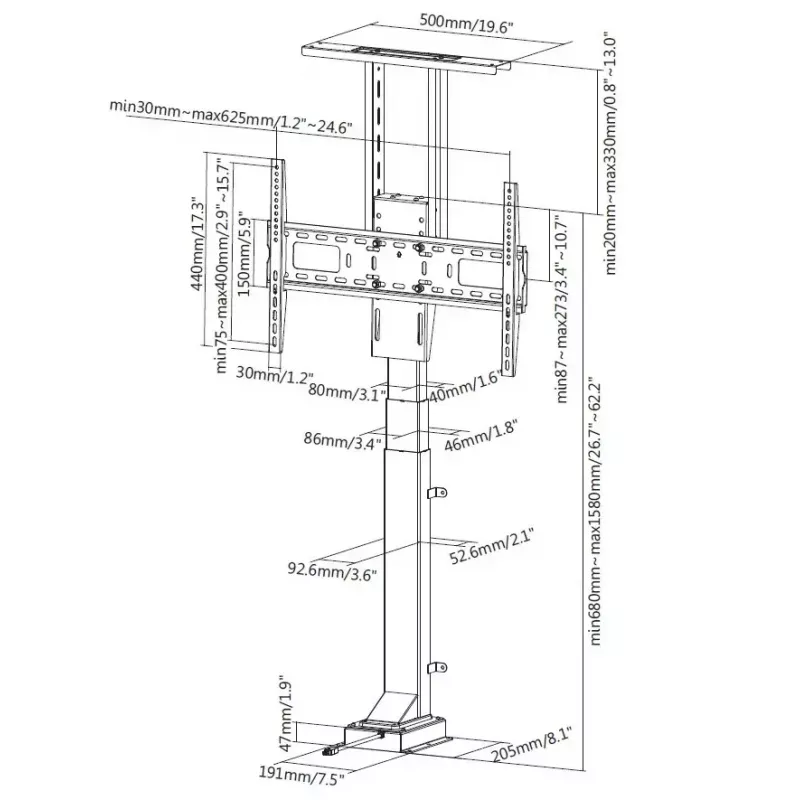 Equip 37 inch-65 inch Motorized Remote Control TV Stand