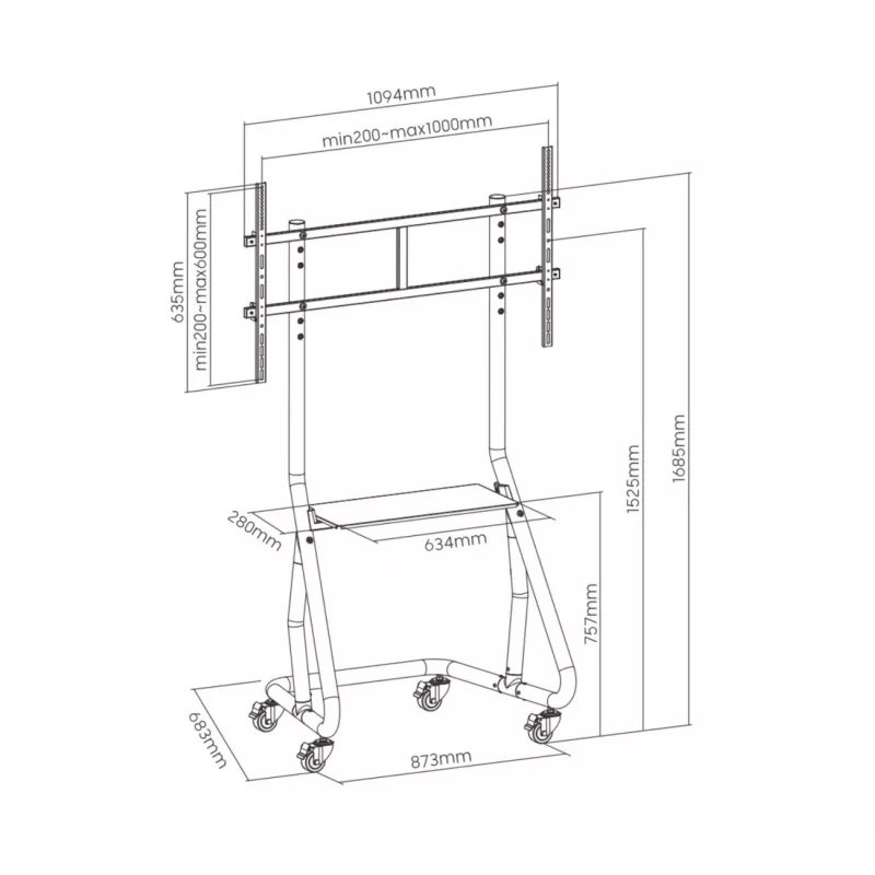 Equip 60 inch-105 inch Heavy-Duty TV Cart